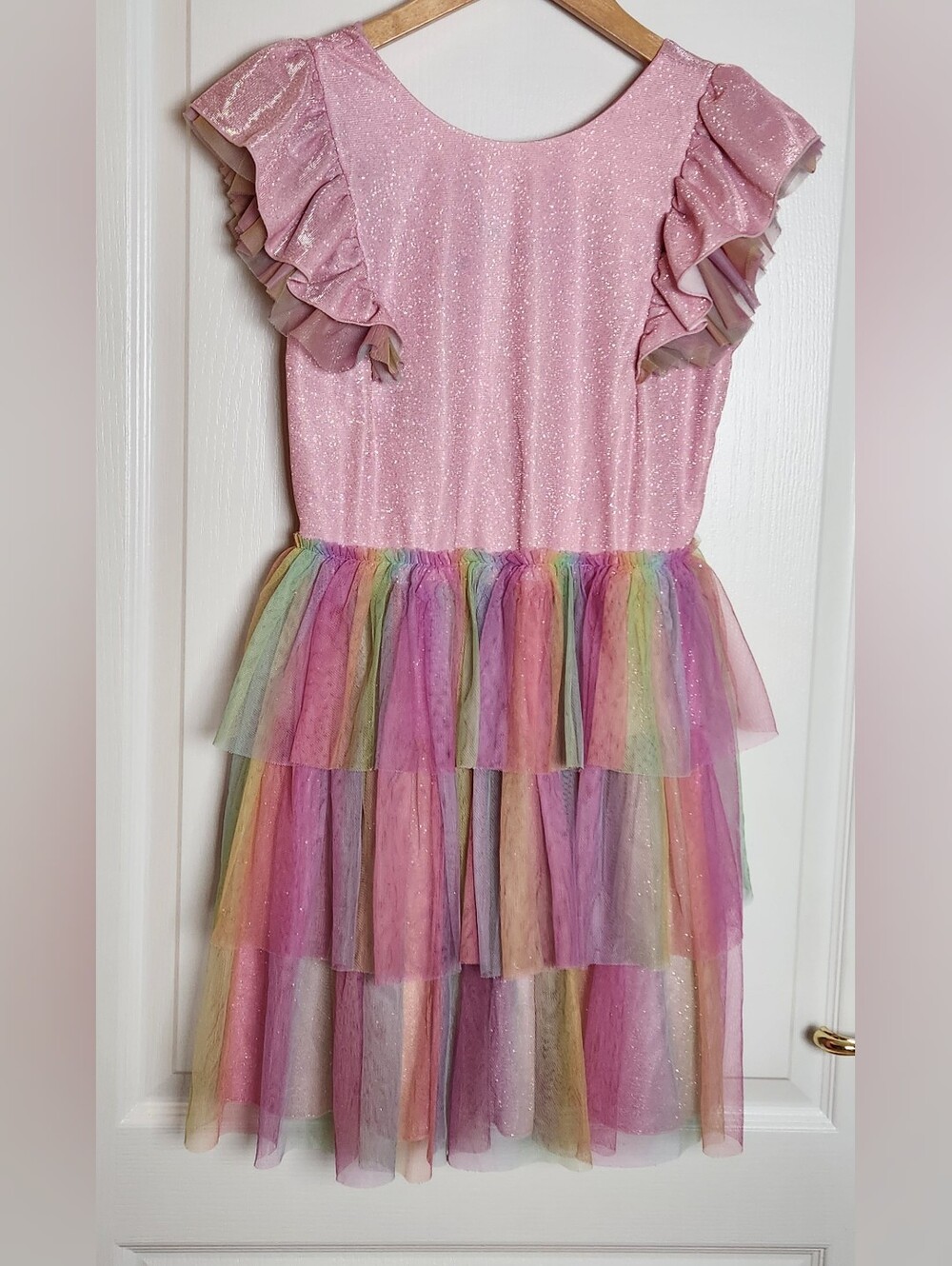 American Girl Pastel Party Dress Rainbow Ruffles Collection Girls Size 14 Tulle